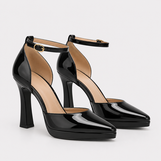 Pumps Damen Riemchen Spitz Elegant Klassisch Kunstleder
