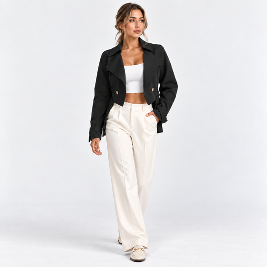 Kurzer Trenchcoat Damen Knopfleiste Kurze Jacke