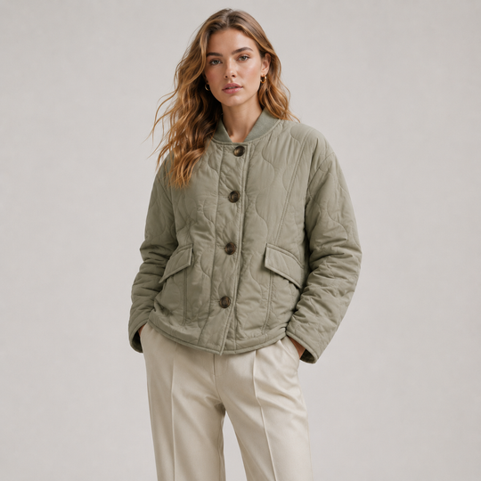 Jacke Damen Warm Oversized Langarm Knopfleiste