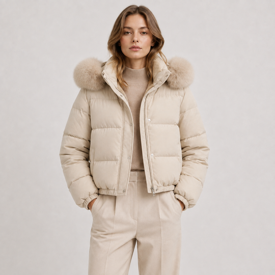 Daunenjacke Damen Winter Warm Fellkragen Kapuze