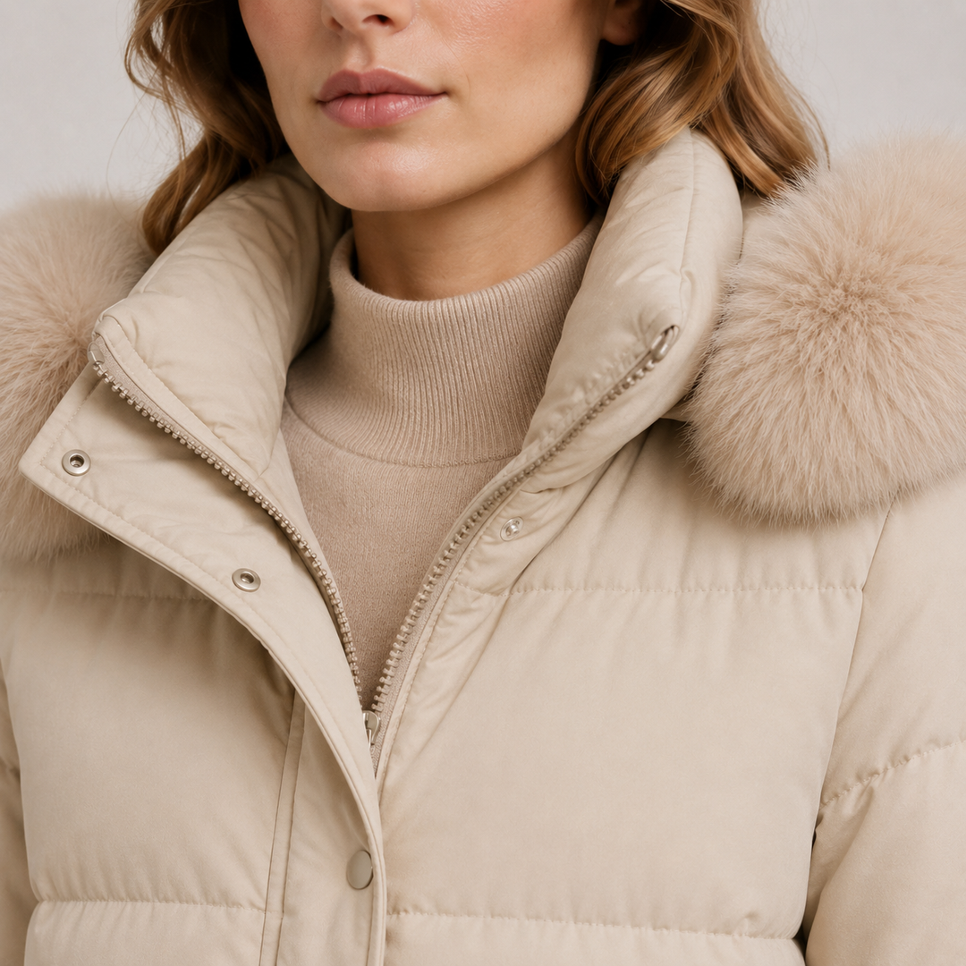 Daunenjacke Damen Winter Warm Fellkragen Kapuze