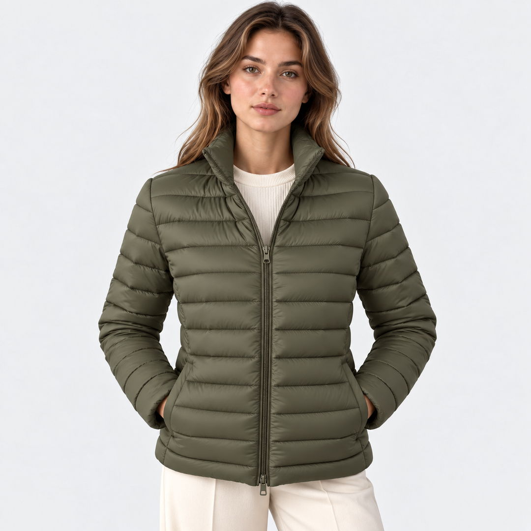 Übergangsjacke Damen Leicht Stehkragen Tailliert Warm