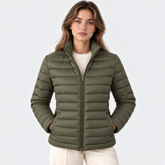 Übergangsjacke Damen Leicht Stehkragen Tailliert Warm