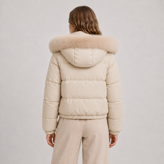Daunenjacke Damen Winter Warm Fellkragen Kapuze