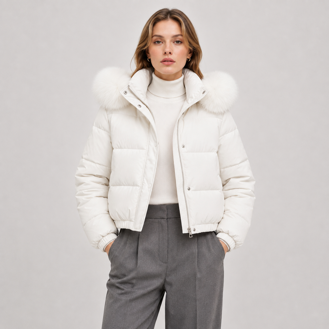 Daunenjacke Damen Winter Warm Fellkragen Kapuze