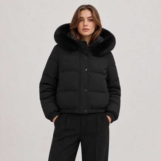 Daunenjacke Damen Winter Warm Fellkragen Kapuze