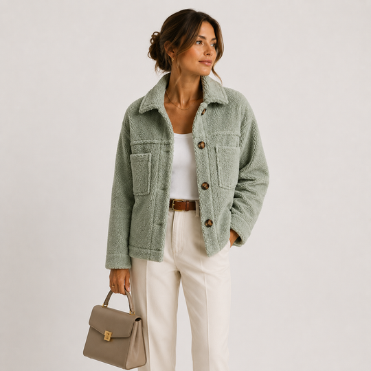 Teddyjacke Damen Plüsch Kuschelig Leicht Hemdjacke