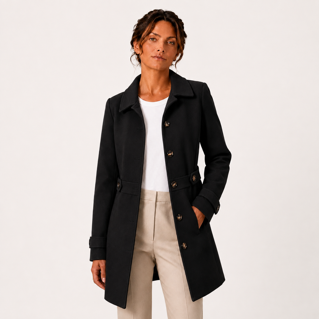 Trenchcoat Damen Mittellang Knopfleiste Klassisch