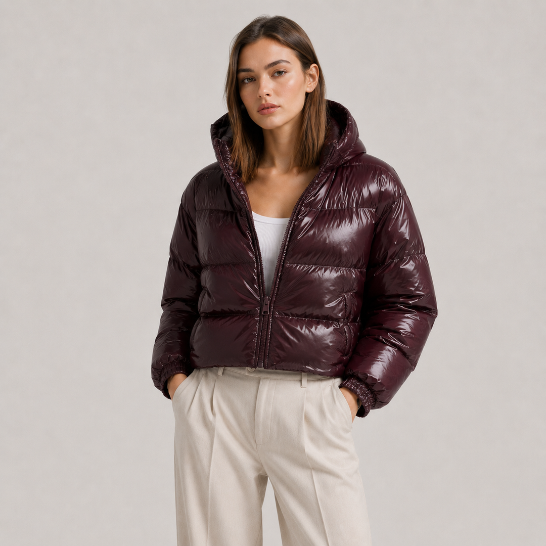 Steppjacke Damen Warm Kapuze Reißverschluss Winter