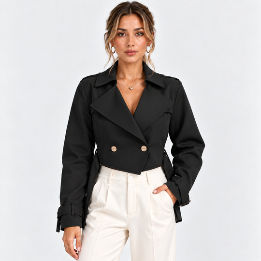 Kurzer Trenchcoat Damen Knopfleiste Kurze Jacke