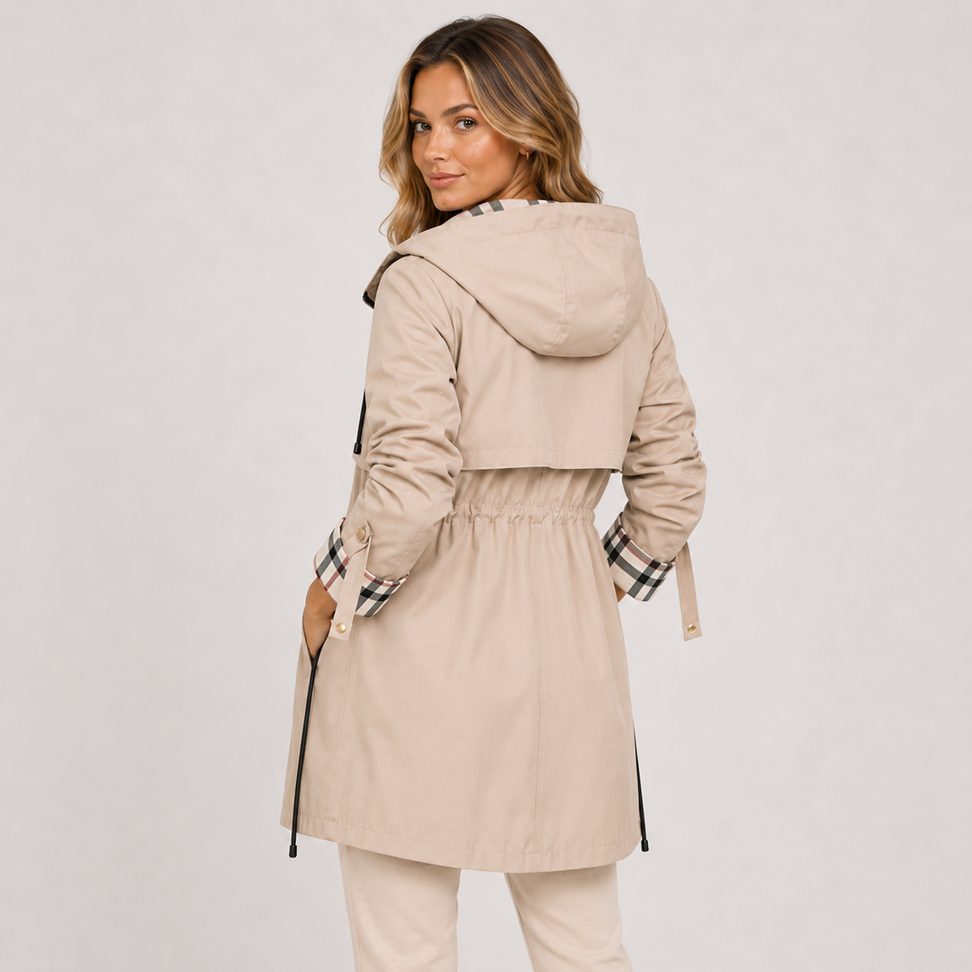 Lange Kapuzenjacke Damen Warm Verstellbare Taille