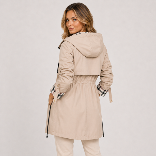 Lange Kapuzenjacke Damen Warm Verstellbare Taille