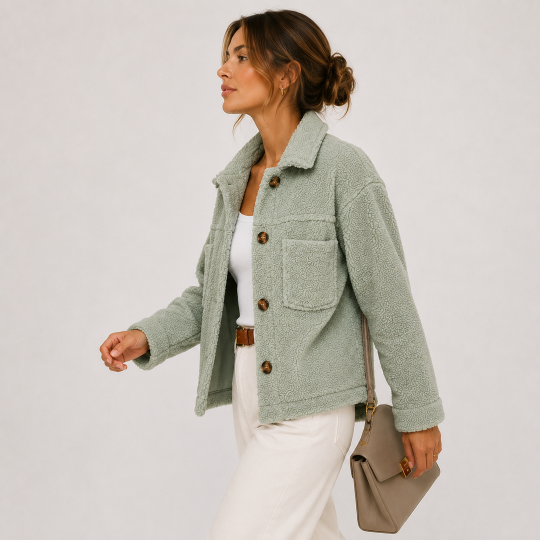 Teddyjacke Damen Plüsch Kuschelig Leicht Hemdjacke