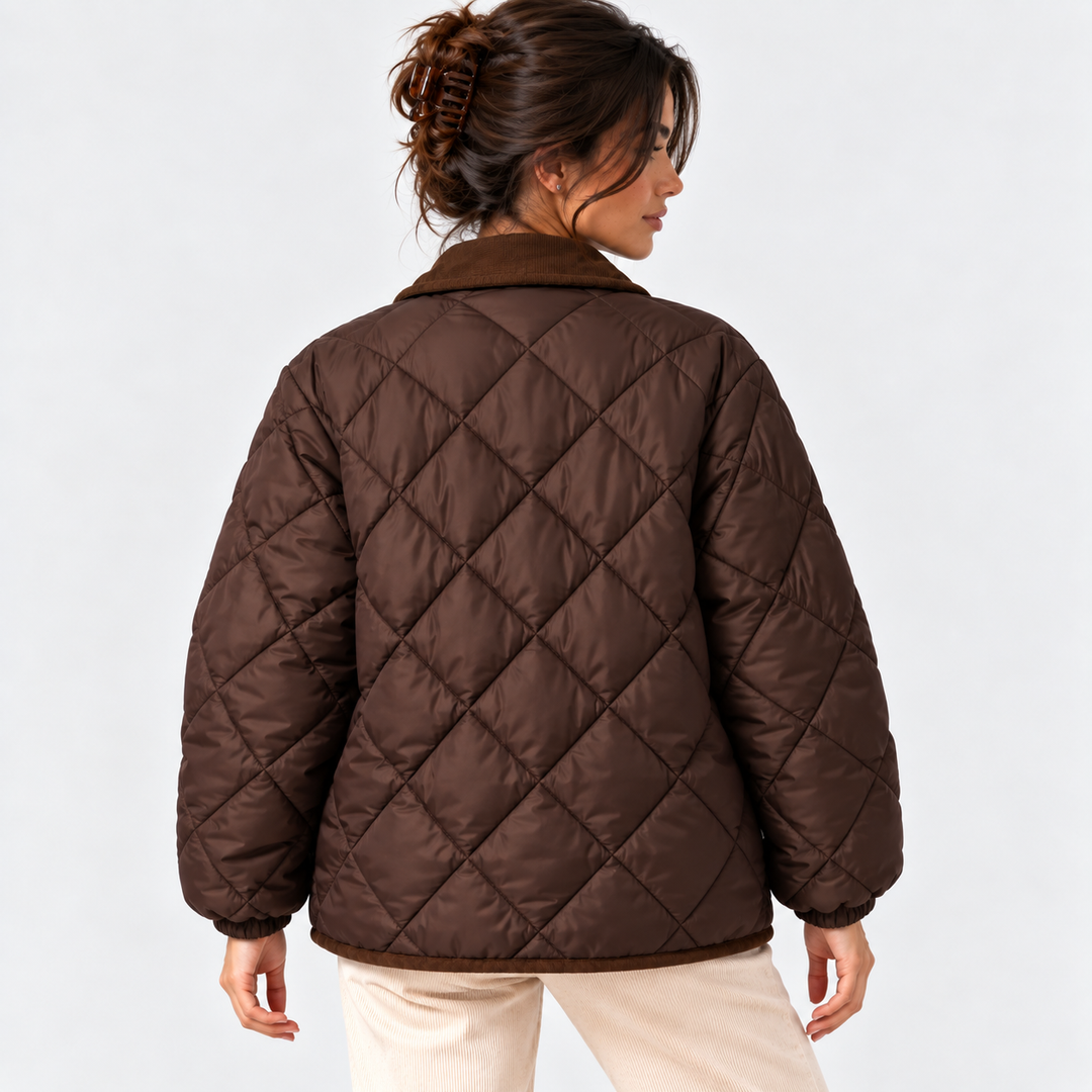 Steppjacke Damen Cordkragen Gesteppt Leicht