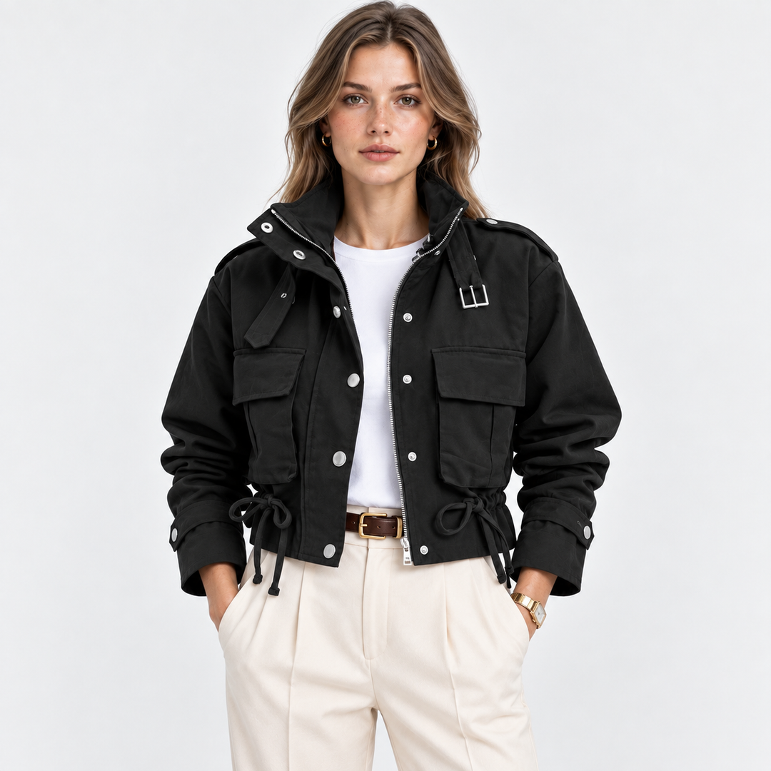 Utility Jacke Damen Kurz Langarm Viele Taschen