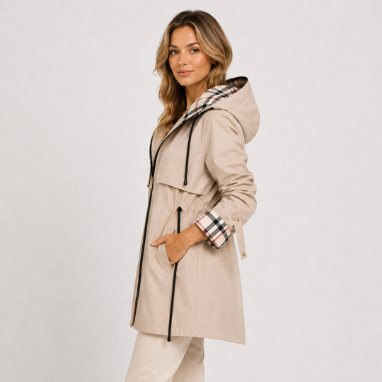 Lange Kapuzenjacke Damen Warm Verstellbare Taille