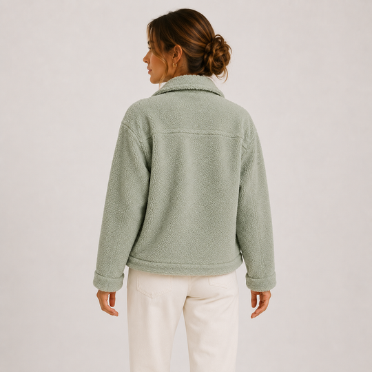 Teddyjacke Damen Plüsch Kuschelig Leicht Hemdjacke