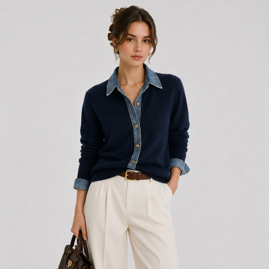 Jeansjacke Damen Klassisch Knopfleiste Alltag