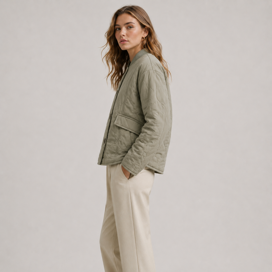 Jacke Damen Warm Oversized Langarm Knopfleiste