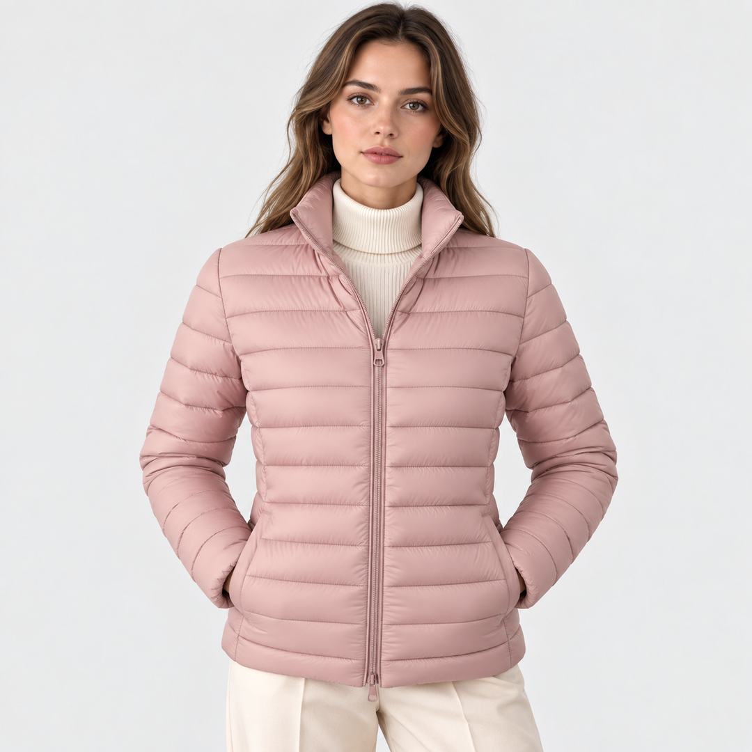 Übergangsjacke Damen Leicht Stehkragen Tailliert Warm