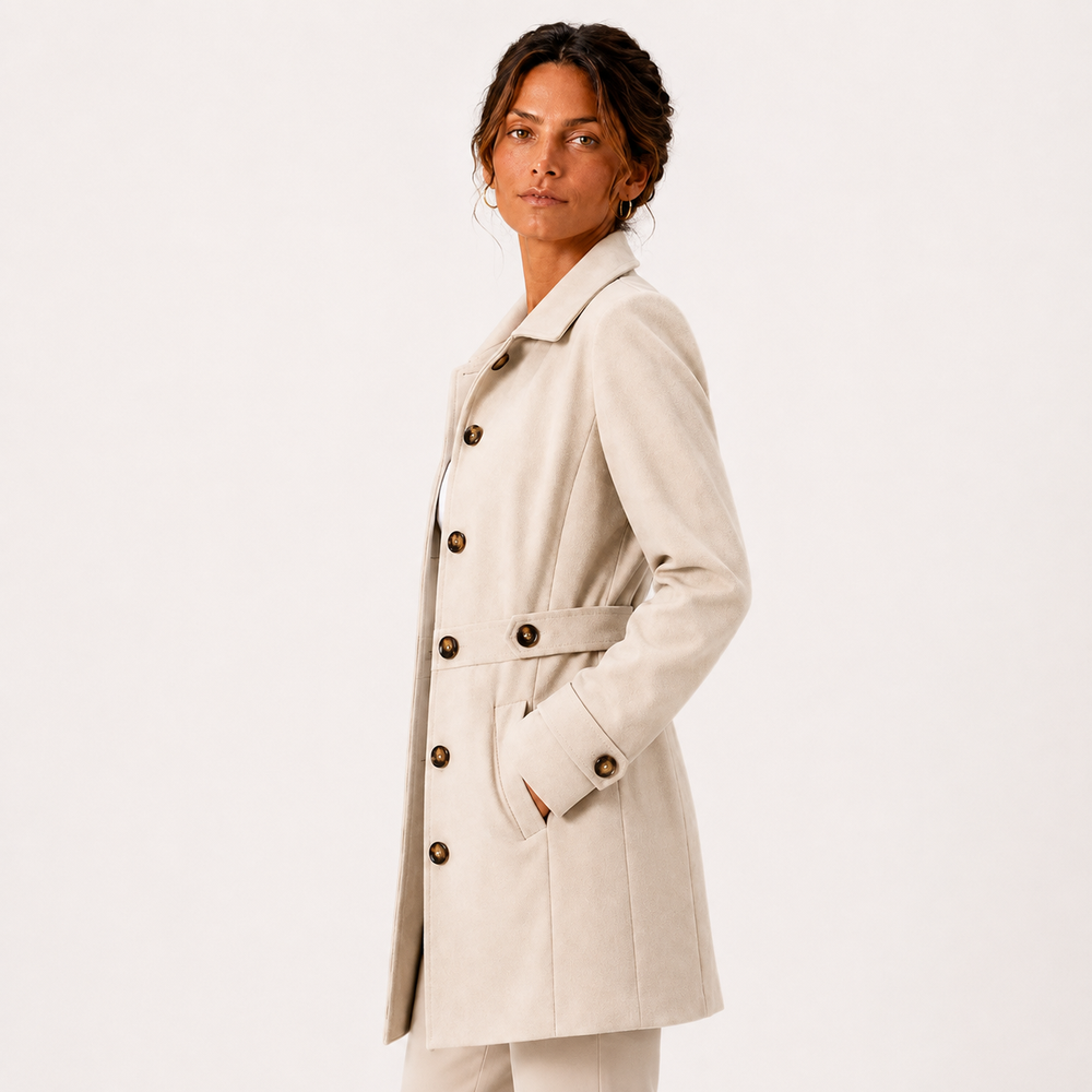 Trenchcoat Damen Mittellang Knopfleiste Klassisch