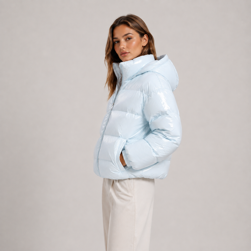 Steppjacke Damen Warm Kapuze Reißverschluss Winter