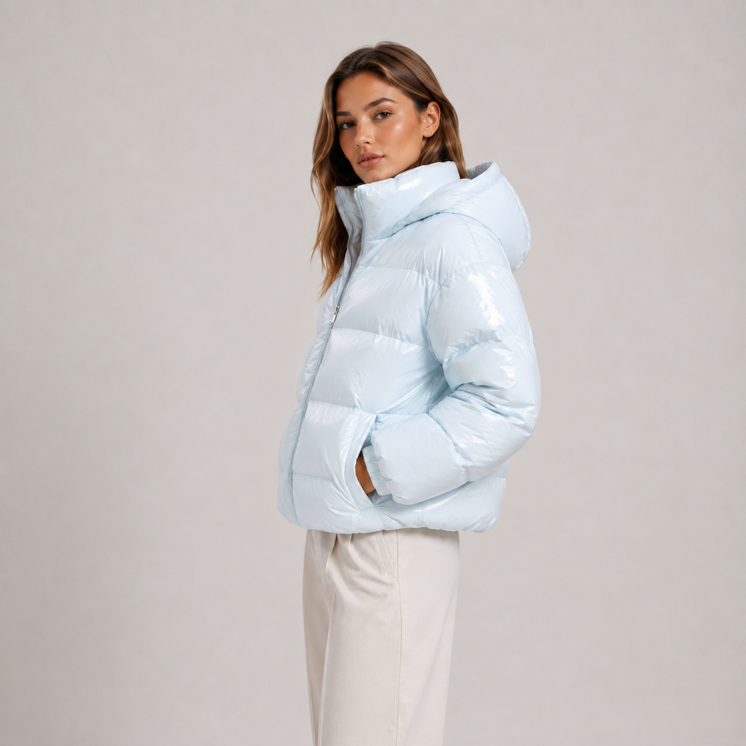 Steppjacke Damen Warm Kapuze Reißverschluss Winter