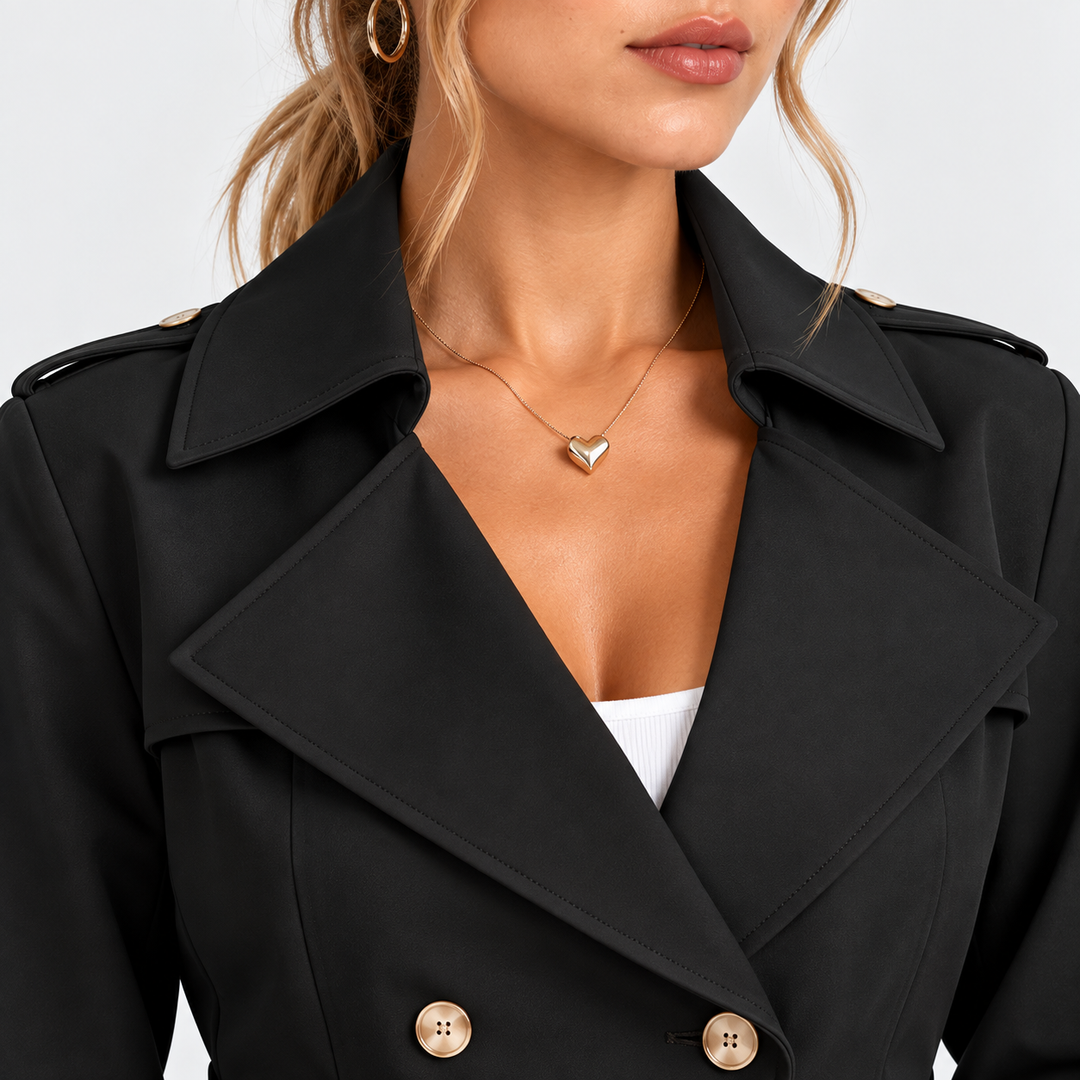 Kurzer Trenchcoat Damen Knopfleiste Kurze Jacke