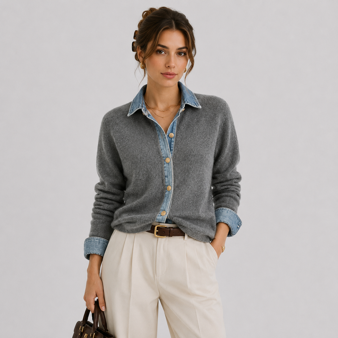 Jeansjacke Damen Klassisch Knopfleiste Alltag