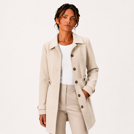 Trenchcoat Damen Mittellang Knopfleiste Klassisch