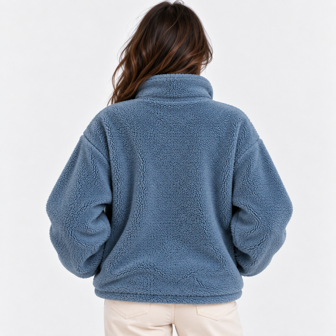 Teddyfleece Jacke Damen Reißverschluss Warm Kuschelig