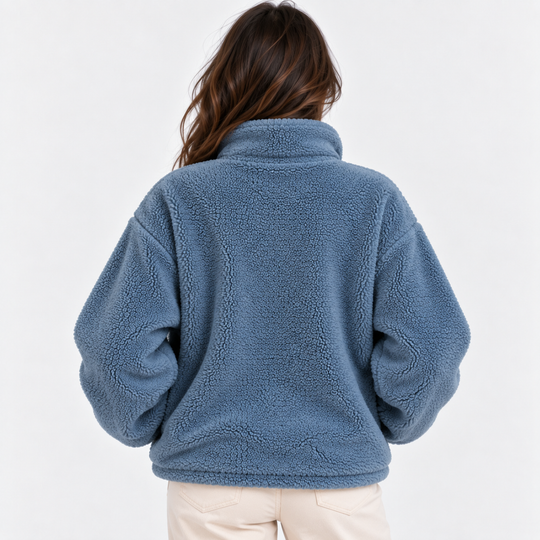 Teddyfleece Jacke Damen Reißverschluss Warm Kuschelig