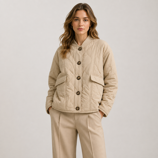 Jacke Damen Warm Oversized Langarm Knopfleiste