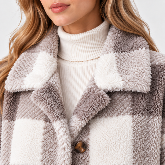 Holzfällerjacke Damen Kariert Fleece Warm Knopfleiste
