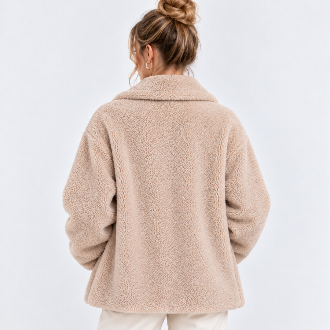 Teddymantel Damen Plüsch Zweireihig Warm Winter
