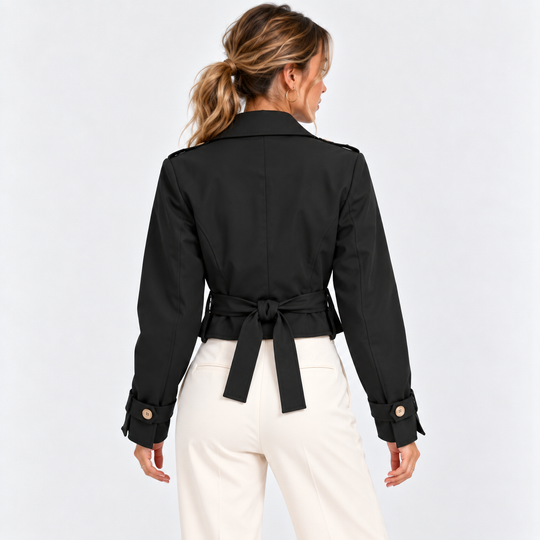 Kurzer Trenchcoat Damen Knopfleiste Kurze Jacke