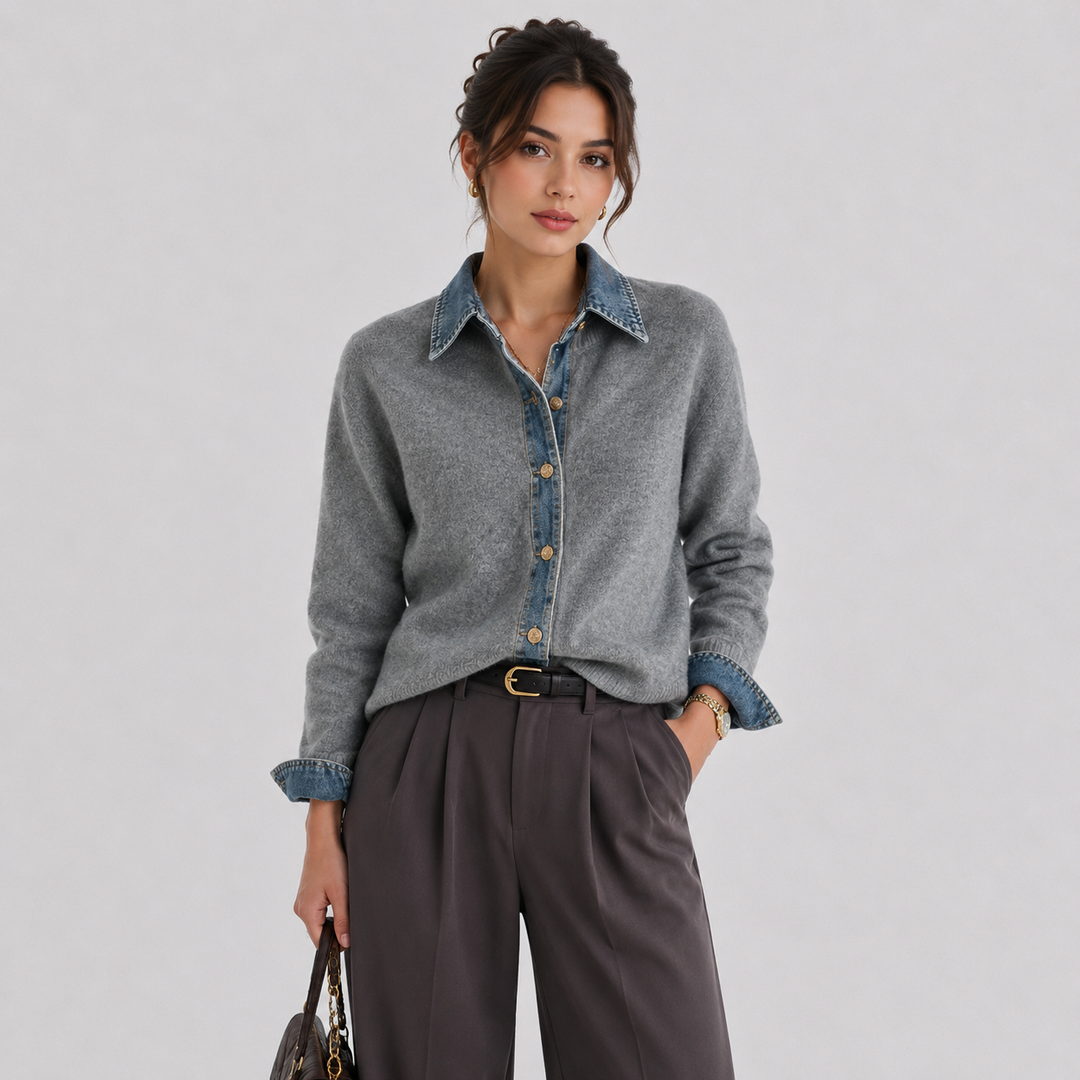 Jeansjacke Damen Klassisch Knopfleiste Alltag