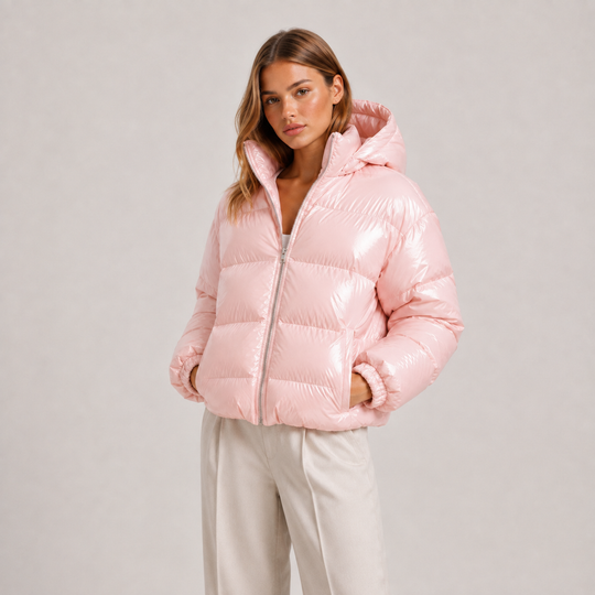 Steppjacke Damen Warm Kapuze Reißverschluss Winter