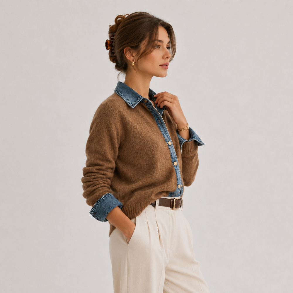 Jeansjacke Damen Klassisch Knopfleiste Alltag