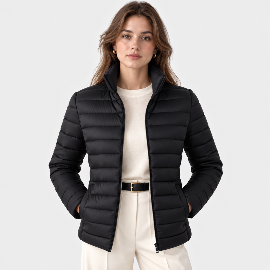 Übergangsjacke Damen Leicht Stehkragen Tailliert Warm