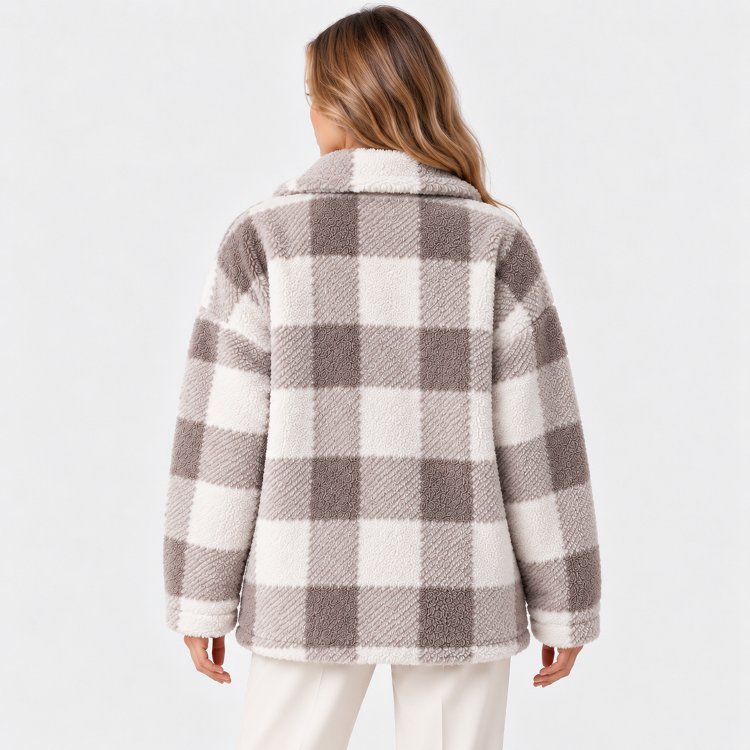 Holzfällerjacke Damen Kariert Fleece Warm Knopfleiste