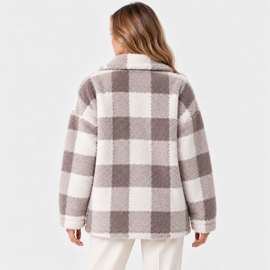 Holzfällerjacke Damen Kariert Fleece Warm Knopfleiste