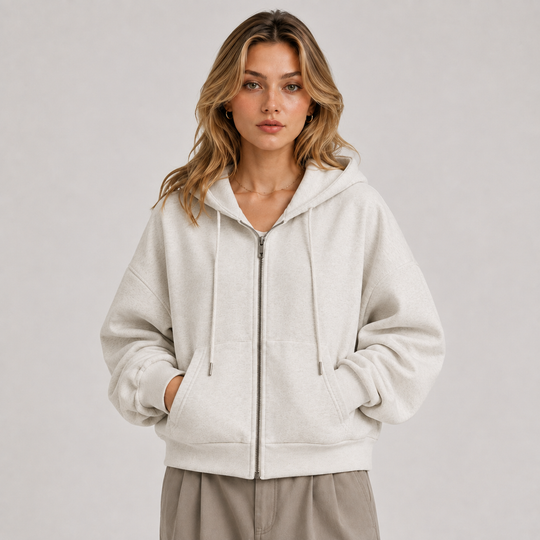 Kapuzenjacke Damen Weich Casual Sweatjacke Tasche