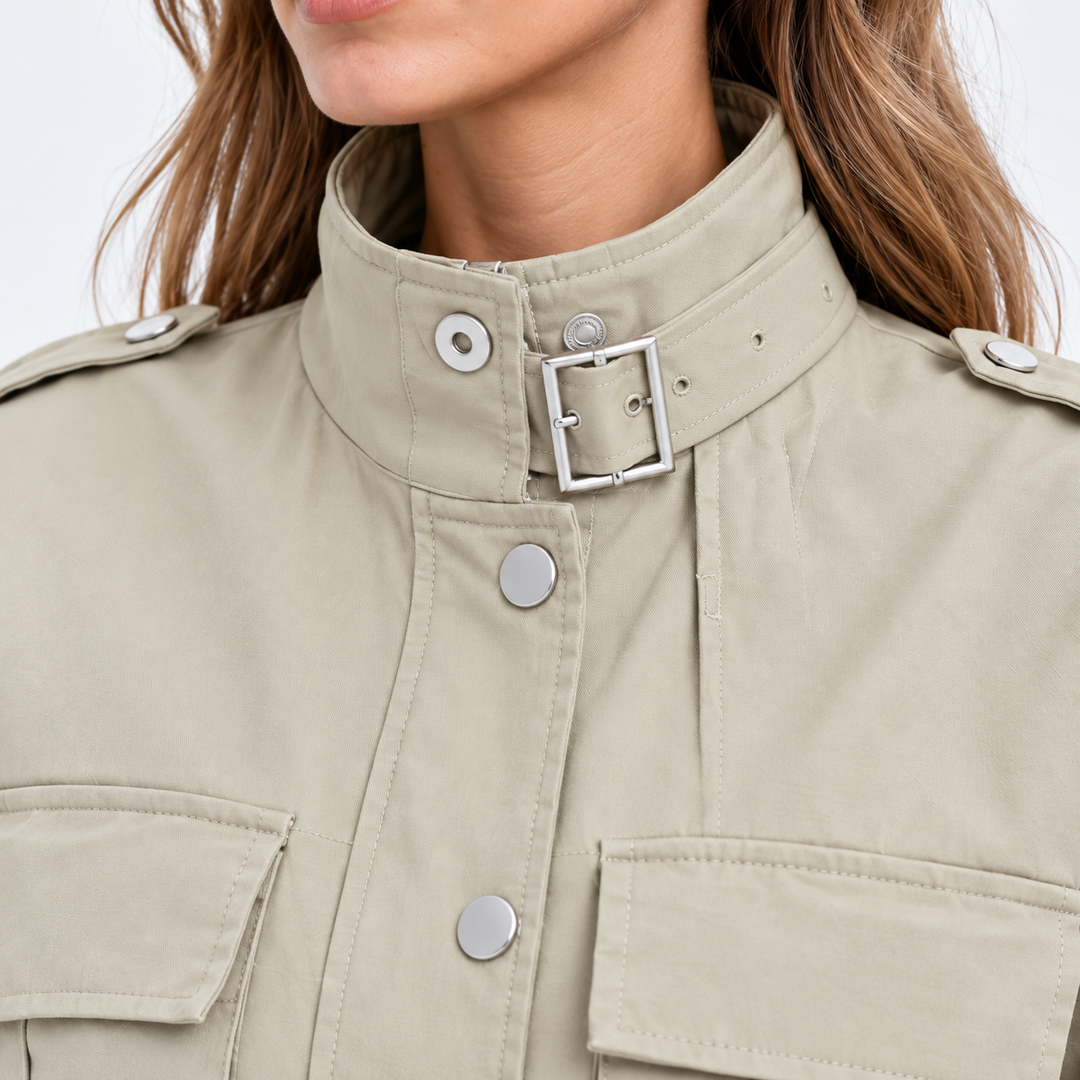 Utility Jacke Damen Kurz Langarm Viele Taschen