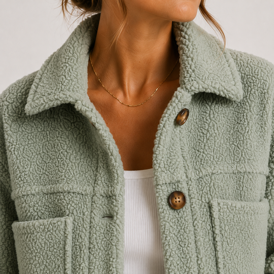 Teddyjacke Damen Plüsch Kuschelig Leicht Hemdjacke