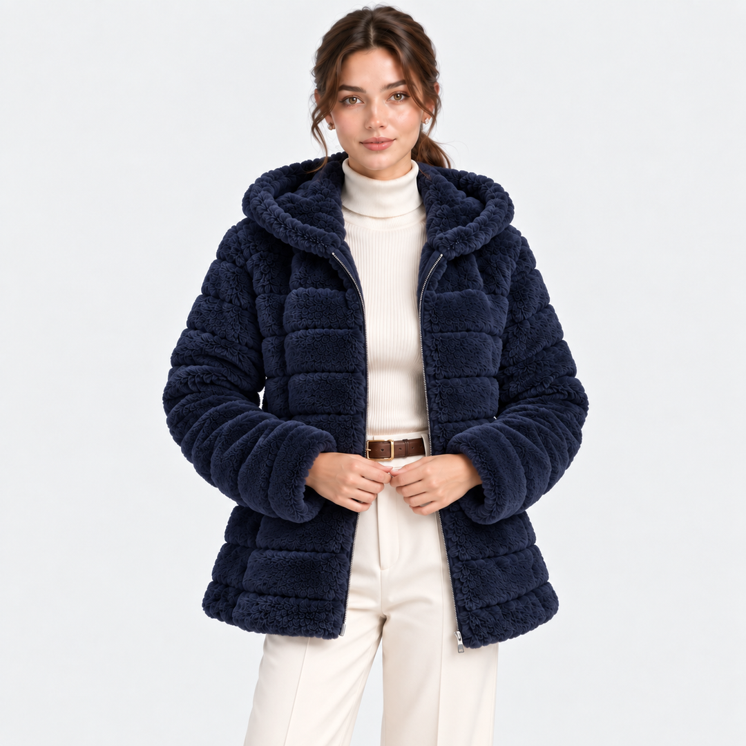 Teddyjacke Damen Kapuze Kunstfell Plüsch Winter