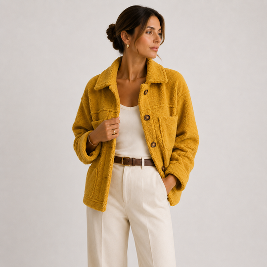 Teddyjacke Damen Plüsch Kuschelig Leicht Hemdjacke