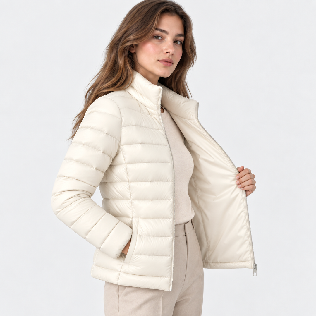 Übergangsjacke Damen Leicht Stehkragen Tailliert Warm