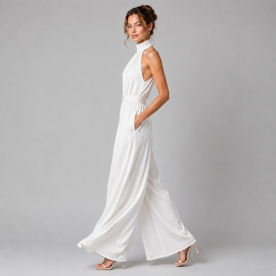 Jumpsuit Damen Weites Bein Neckholder Elegant Festlich