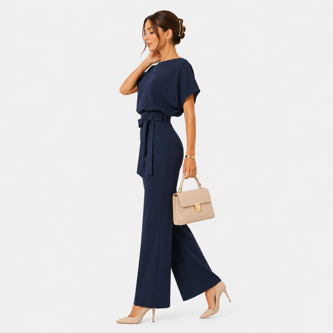 Jumpsuit Damen Weites Bein Gürtel Locker Casual